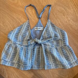 Social Tourist Women's Light Blue Eyelet Tank Top